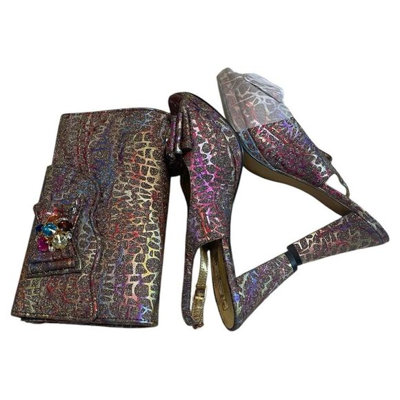 Bruno Giordano Multicolor Designer Women's Bag and Shoe Set. Sz 40 - Picture 5 of 14